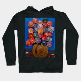 beautiful abstract flowers set against a lovely blue . And I a gold vase Hoodie